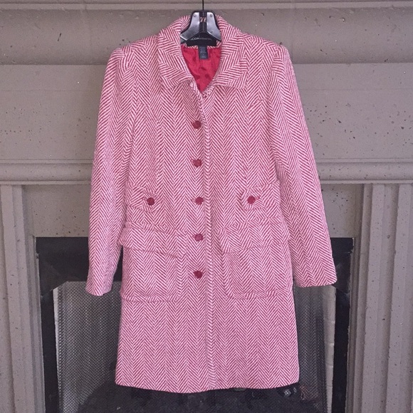 Moda International Jackets & Blazers - Red and White Moda International Coat